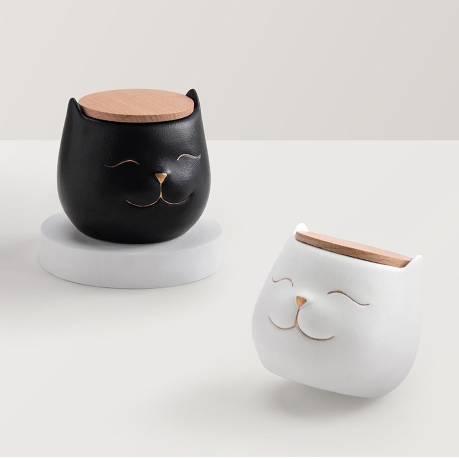 Urny dla zwierząt, Ceramiczna urna w kształcie kota na prochy, wielokolorowa, 3x3 cale(White)