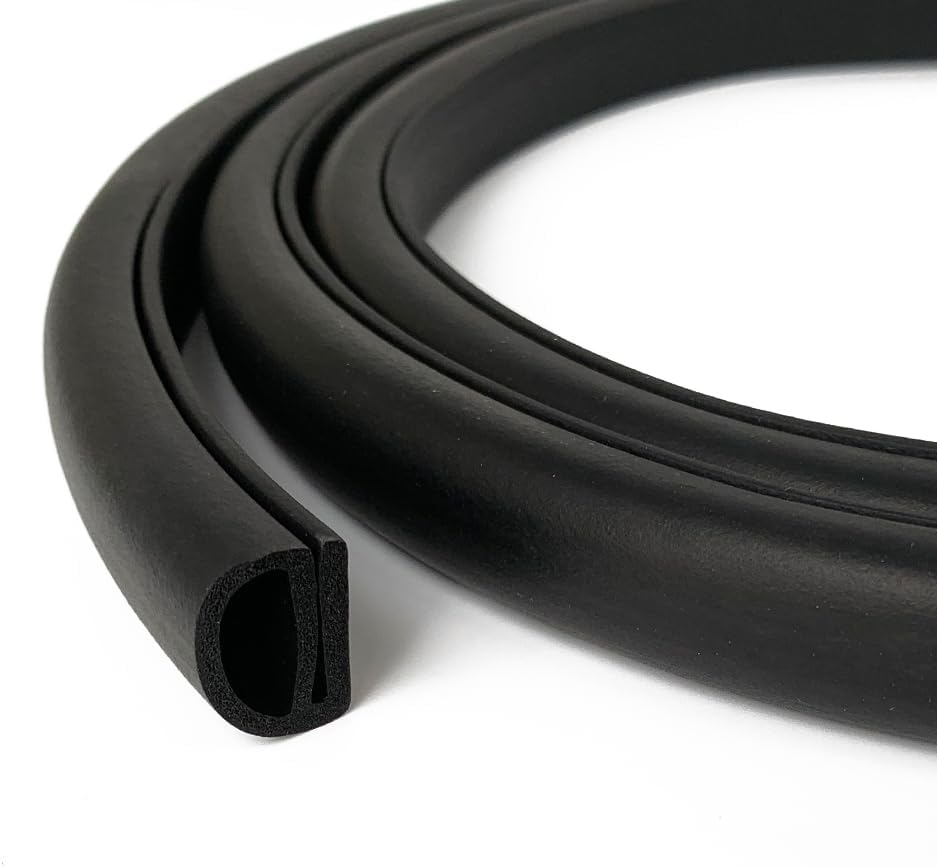 E Shape Foam Rubber Seal Strip, EPDM Rubber Weather Stripping Gasket for Auto, Boat, Garage Door/Window, Refrigerator Door Replacement Gasket, Machinery, Home Application and More, Black(13Feet)
