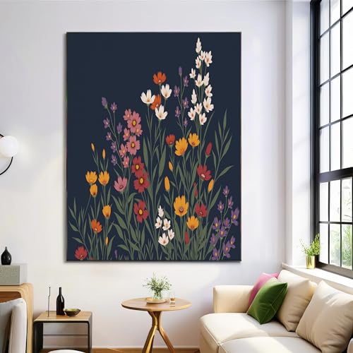 Tableau décoratif intissé haut de gamme paysage de fleurs