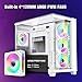 RUIX OV403 ATX Mid-Tower PC Case, Pre-Installed 4 x 120mm Prism ARGB PWM Fans and Graphics Card Holder, Three-Sided Tempered Glass Panels, USB 3.0 & Type-C Ports, Gaming Computer Case - White