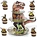 Dinosaur Themed Cupcake Stand for Dino Birthday Party Decorations 24 Cupcake Topper 3 Tier Dinosaur Dessert Tower for Kids Boys Jungle Birthday Baby Shower Party Supplies Favors