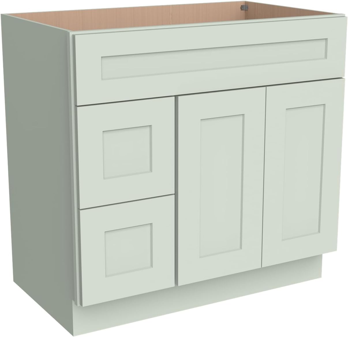 Shaker Bathroom Vanity Base – Solid Wood & Hardwood Cabinet with Soft-Close Doors & 3 Right Drawers, RTA Bathroom Storage Cabinet for Renovation (SK-Jade Green, 42" W x 21" D x 34.5" H)