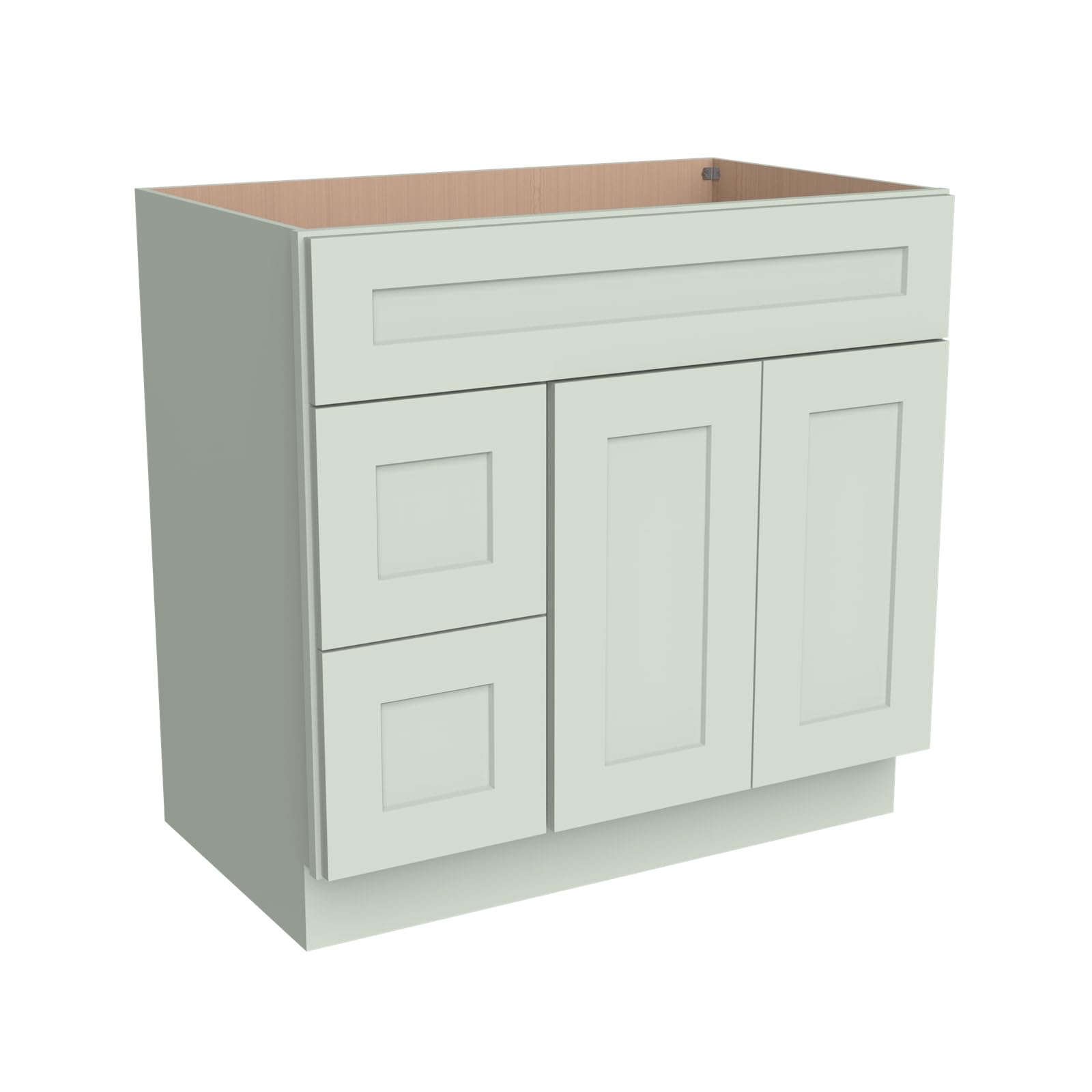 Shaker Bathroom Vanity Base – Solid Wood & Hardwood Cabinet with Soft-Close Doors & 3 Right Drawers, RTA Bathroom Storage Cabinet for Renovation (SK-Jade Green, 42" W x 21" D x 34.5" H)