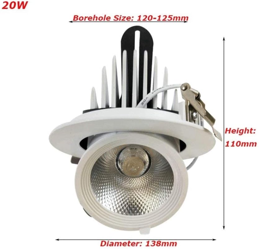Spotlight，Led Recessed Downlight Profession Eye Protection Home Illumination Safety Wialuminum Panel Light One-Piece Garage Corridor Easy Installation Borehole Size: 75-80Mm/Warm Light/20W