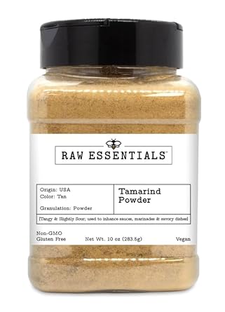 Raw Essentials Tamarind Powder, 10 Ounce Bottle | Tangy and Slightly Sour, Enhances Sauces, Marinades and Savory Dishes, Gluten Free, Vegan Spice