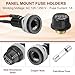MECCANIXITY 5 Pcs Panel Mount Fuse Holder, 10/15A AC 125/250V 5 x 20mm Fuse Spade Terminal Screw Cap Fuse Holders with Pre-Soldered Wires and 1A Glass Tube Fuses