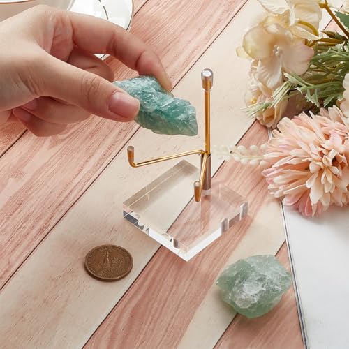UNICRAFTALE 1pcs Chevalet en Acrylique avec Bras Métal Réglables et Base en Acrylique Petit Support de Chevalet Doré pour Cristal Roches Géodes Fossiles Minéraux Agate Objets de collection 5x5x9.8cm – vue 3