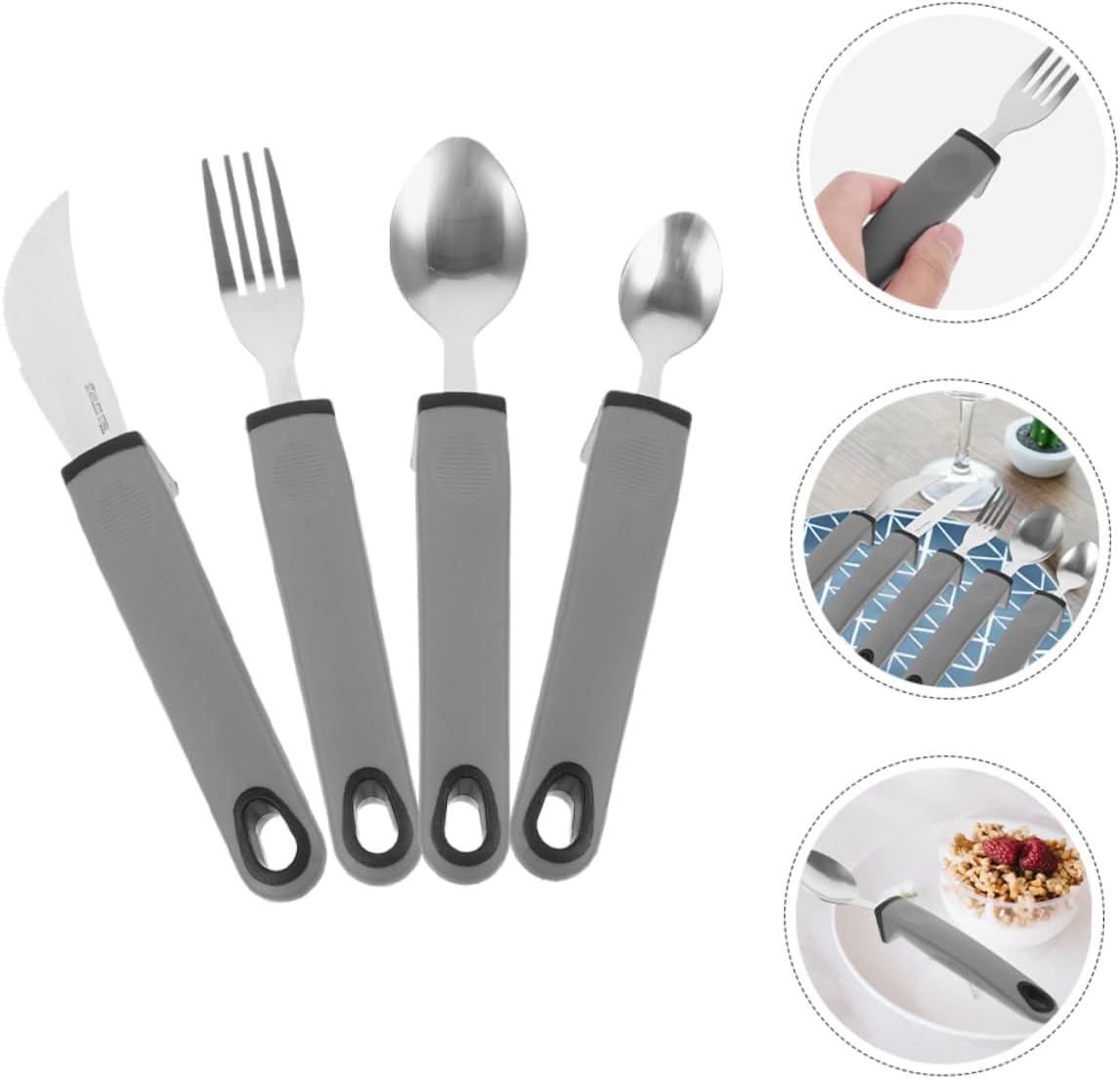 CALLARON 1Set Adaptive Utensils for Elderly Non Slip Ergonomic Design for Hand Durable Tpr Materials for Disabled Individuals