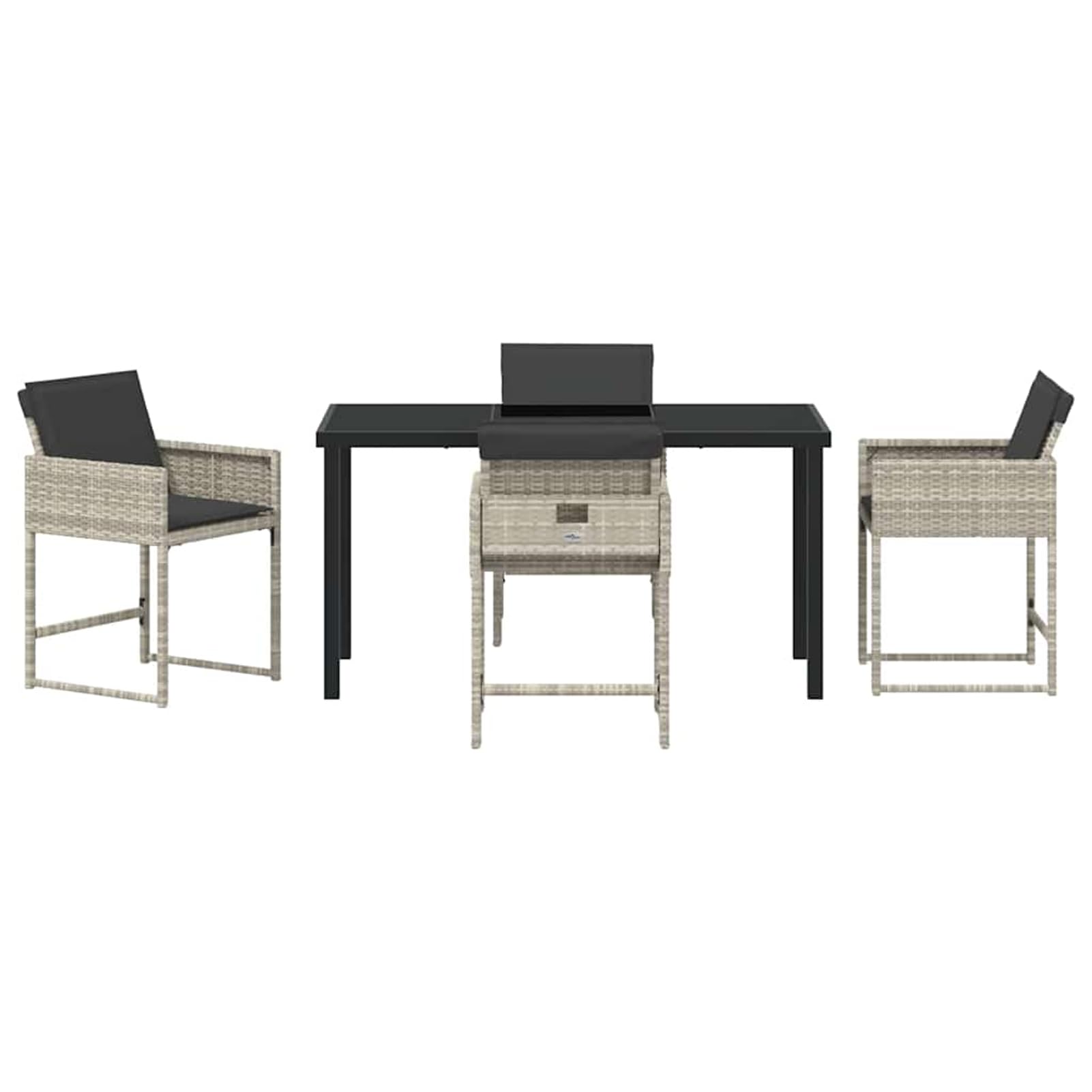Tidyard Set da Pranzo per Giardino 5 PCS, Elegante in Polyrattan Grigio Chiaro con Vetro per Cene all'Aperto
