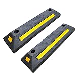 Parkplatz-Radstopper, 2er-Pack Gummi-Radkeile for PKW, LKW, Wohnmobil, Anhänger, Garage, Schwarz, 55 x 15 x 9 cm