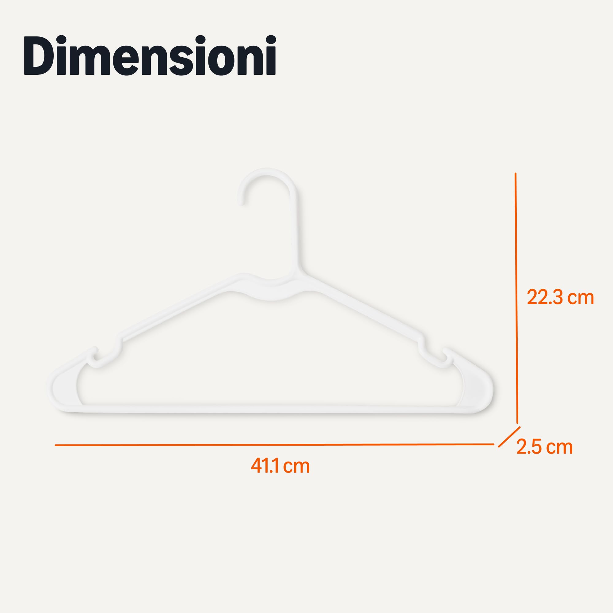 Confezione Da 50 Grucce In Plastica Bianca Con Ganci Girevoli Riciclate Al 100 Made In Eu 41 Cm 725304