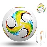Fútbol para cualquier edad: nuestro tamaño de fútbol 4 con un diámetro de 20 cm es de peso y tamaño mediano y adecuado para todos, desde bebés hasta niños hasta adultos. Tamaño oficial 4, se puede utilizar para pelota de entrenamiento, matchball.