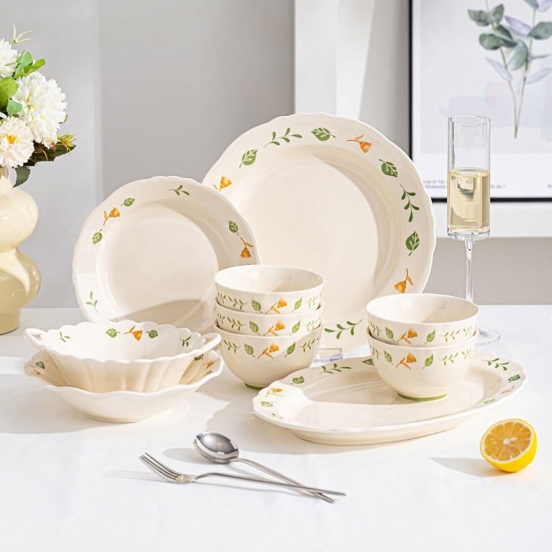 Balsamic Flower Ceramics Western Plates Fish Plate Ramen Bowl Set