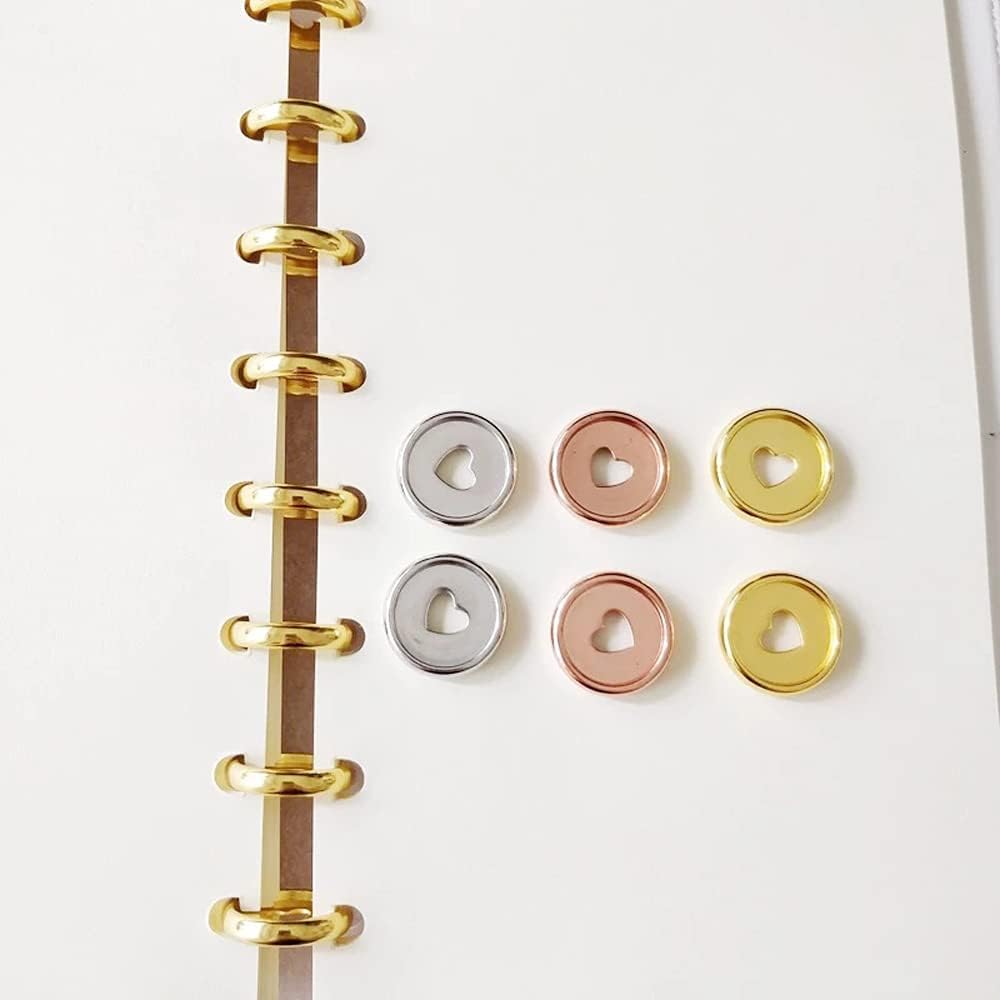 10pcs Binding Ring Discs Expansion Discs,Book Binding Discs, Heart Binder Rings for Add Extra Pages,Notebooks Planner Discs (35mm, Rose Gold) : Office Products