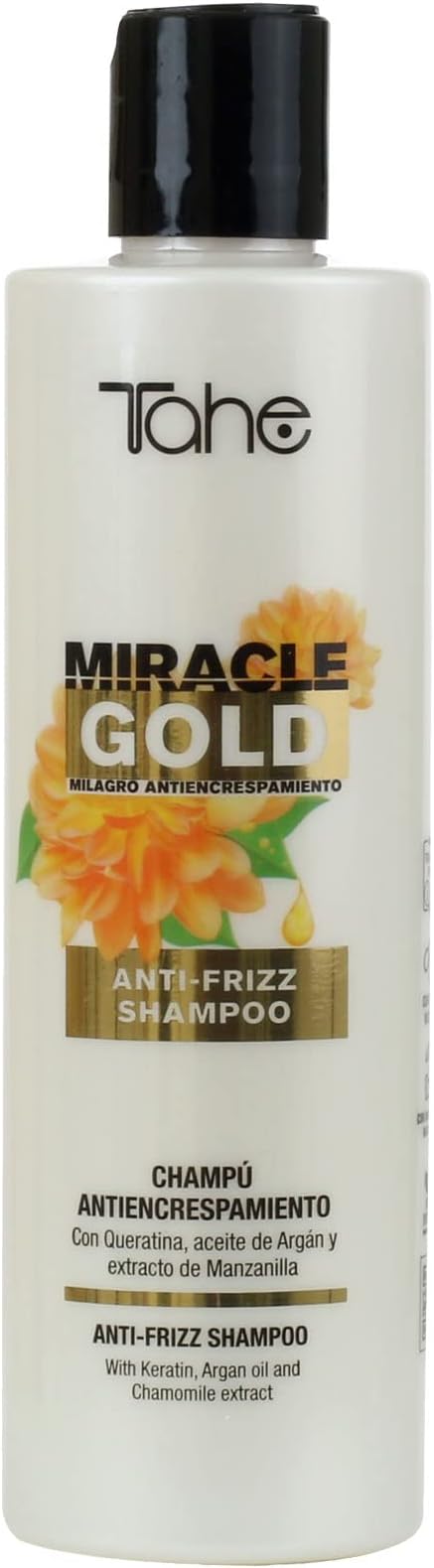 Miracle Gold Anti-Frizz Shampoo with Keratin, Argan Oil, and Chamomile Extract, 300ml