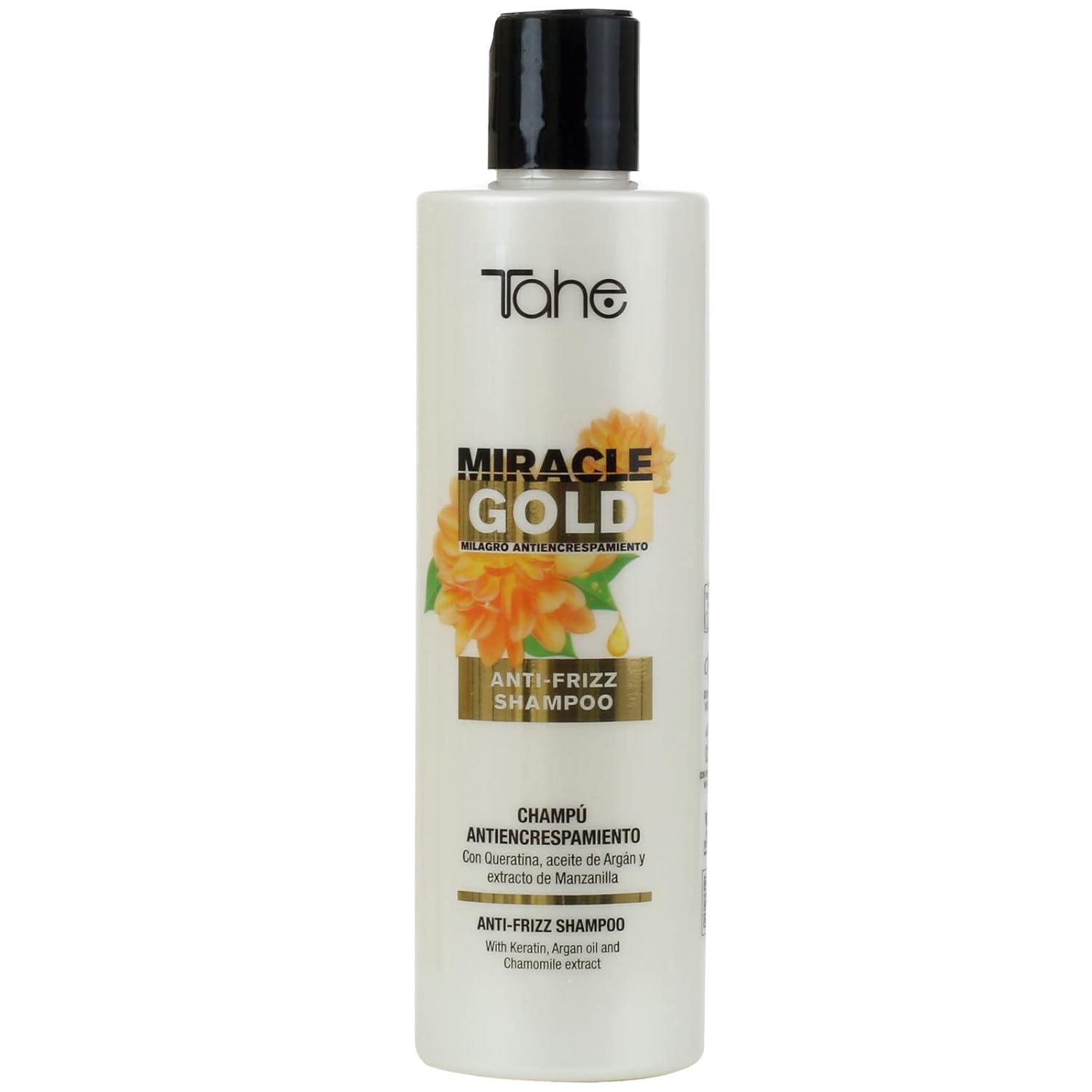 Tahe Miracle Gold Anti-Frizz Shampoo with Keratin, Argan Oil, and Chamomile Extract, 300ml