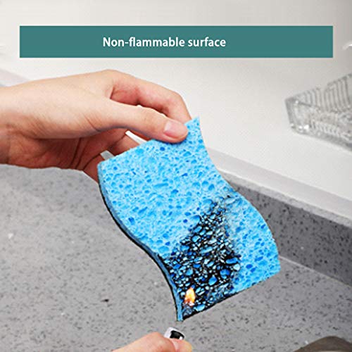 CLEANHOME Non-Scratch Scrub Sponge-Eco Magic Eraser Sponge-Extra Durable Dish Cleaning Scouring Pads for Kitchen-Bule-Green-12 Pack
