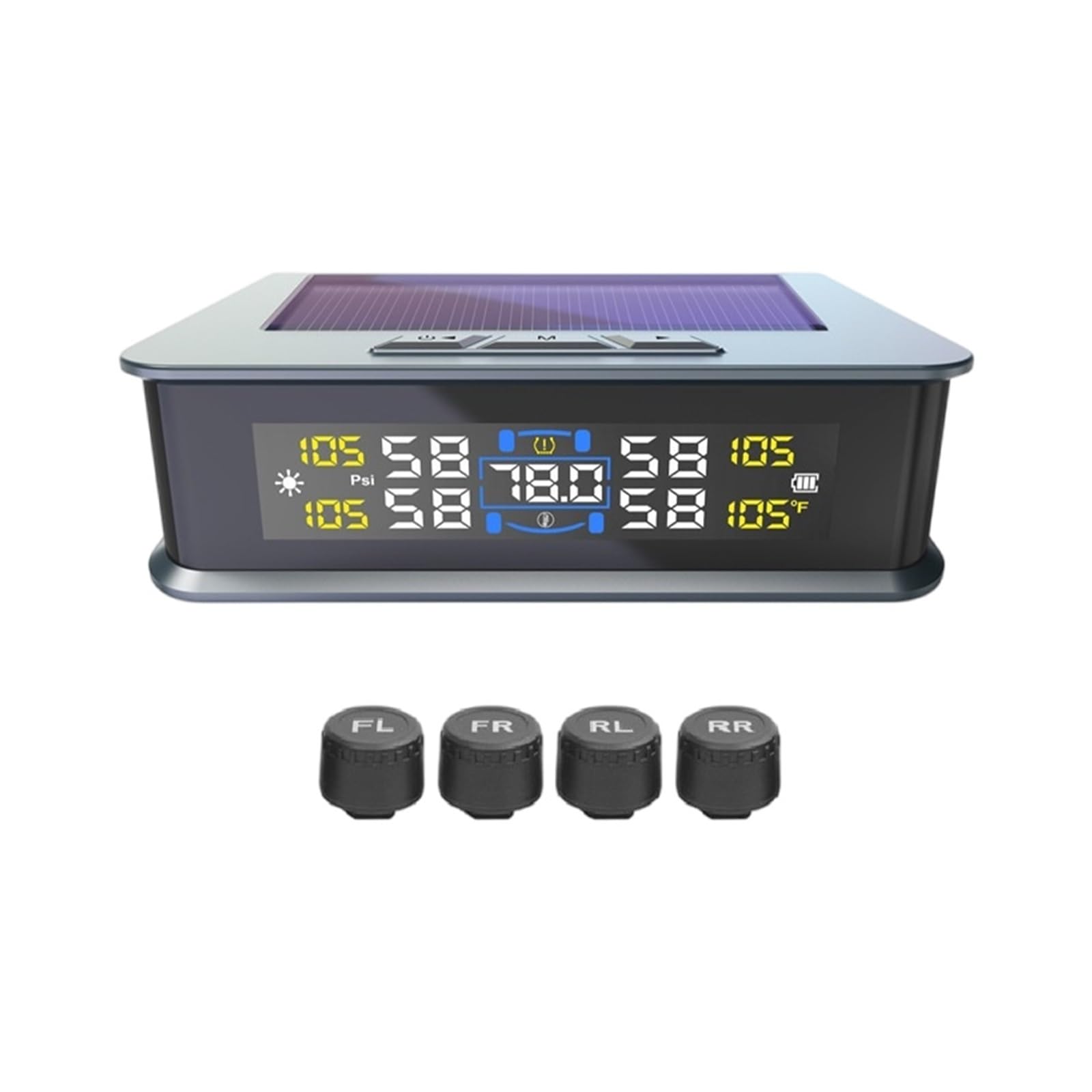 Monitoreo Presión Neumáticos para Alimentación USB, Resistente Al Agua IPX7, para Vehículos Recreativos, Sedán, SUV Y Camiones Medidor Digital de Presión de Neumáticos(External)