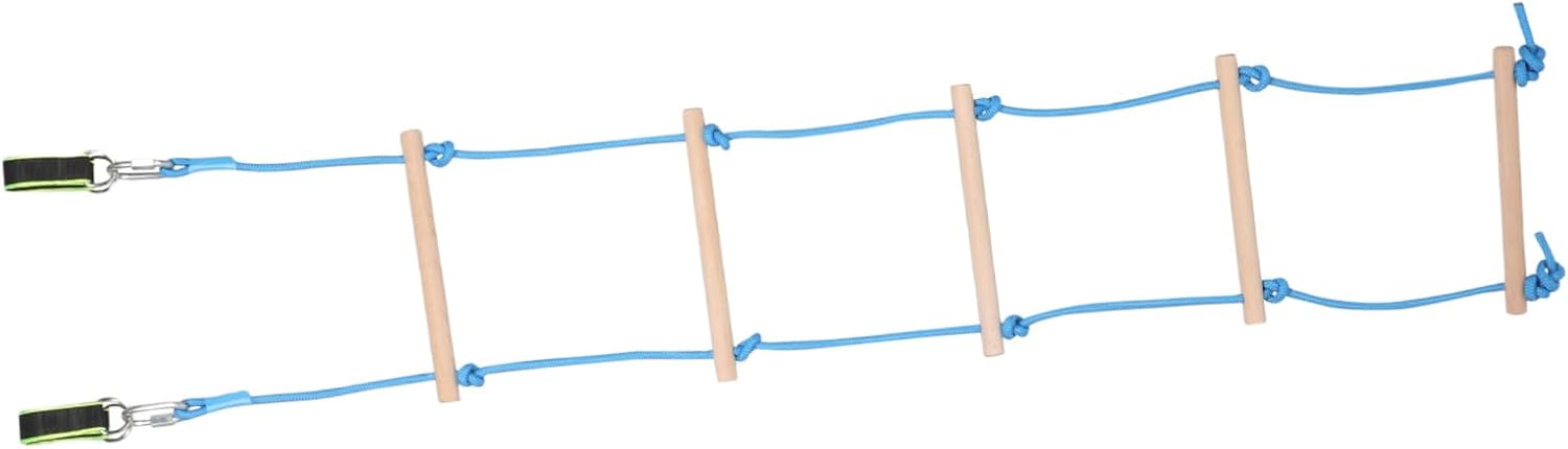 balacoo 1set Wooden Climbing Ladder for Boy Girl Steps Rope Ladder for Indoor and Sturdy Construction Safe Soft Rope Design for Active Play Garden Playground