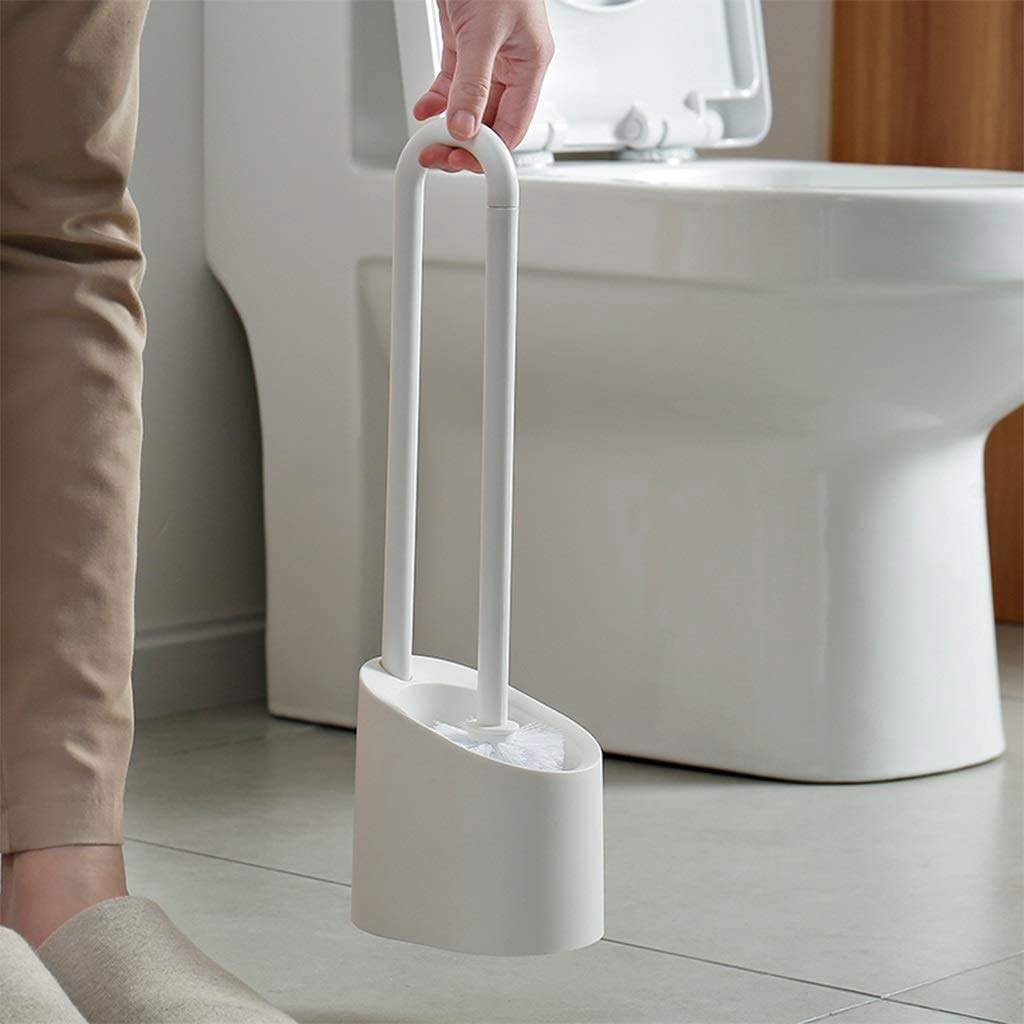 Set di scopino e supporto per WC con manico lungo e setole spesse, design salvaspazio per una pulizia profonda e supporto per un'igiene efficiente del bagno