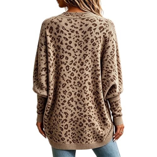 Aniywn Leopard Cardigan for Women Long Open Front Oversized Sweaters Jacket - image 5
