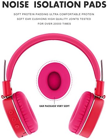 Rockpapa Wireless Headphones for Kids, K8 Bluetooth Headphones, On Ear Children Headphones with Mic, Foldable Hi-Fi Stereo, Volume Limited, Wireless and Wired Headphones for Phone/PC/TV - Pink
