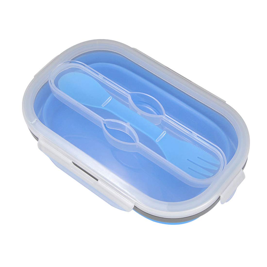Ultimate Green Contenitore Pranzo Pieghevole In Silicone Con 2 Scomparti – Set Con Posate 2-in-1, Ermetico, Salvaspazio, Per Picnic E Ufficio - 4