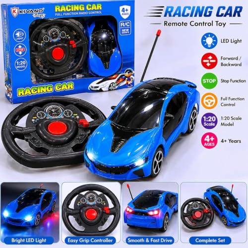 Image of Remote Control Racing Car Toy with Steering Wheel Controller, Red