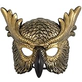 whitefeather Decorative Owl Masquerade Mask, Half Face, Halloween Costume Accessory (gold)