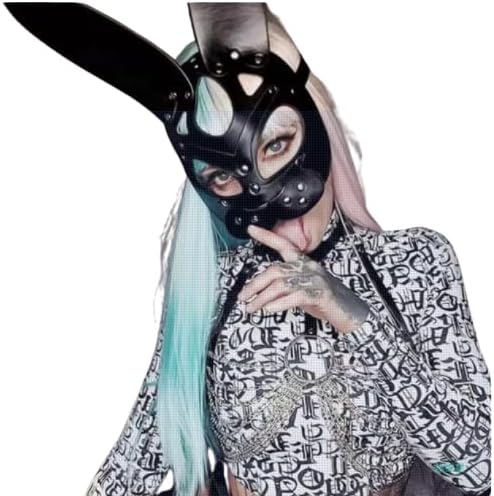 Punk Erotic Face Mask with Wide Waist Strap for Men & Women Cosplay Nightclub & Dance, Party (Bunny Mask), Mardi Gras Valentine's Day - Image 4