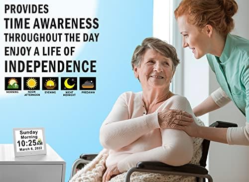 Véfaîî Upgraded Dementia Clock 2.0 with Custom Alarms and Calendar Reminders, Day Clock with Extra Large Display Helps with Memory Loss, Alzheimer's, 8 Inch with Remote Control