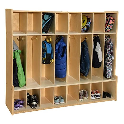 Contender 8-Section Coat Locker with Bench & Cubby Storage, Wooden Backpack Cubby Storage Organizer with Hooks for Daycare, Classroom, Home [Greenguard Gold Certified]