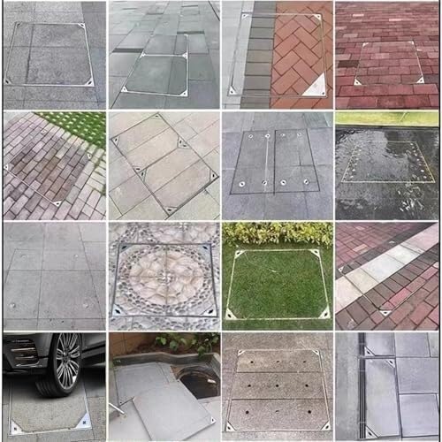 Stainless Steel Drainage Grate with Inspection Cover for Driveways, Patios, and Pavers – Hidden Square Metal Septic Tank Lid and Frame, and Stylish Design