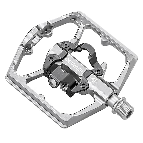 Mountain Bike Pedals- Dual Function Bicycle Flat Pedals And Clipless Pedals- 9/16" Platform Pedals Compatible With Spd For Road Mountain Bmx Bike (Silver) #TOP8
