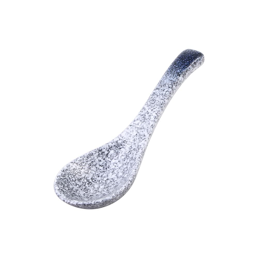 Ceramic Soup Spoons,Japanese Style Teaspoon,Kitchen Rice Spoons,Retro Serving Spoons,Porcelain Asian Dining Spoon(A)