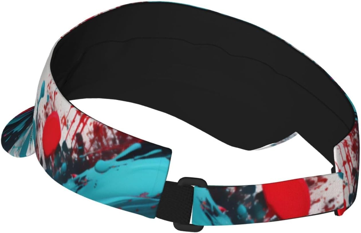 Abstract Paint Splashes Print Foldable Sun Visor Hat Lightweight Adjustable Sun Visor Hat Outdoor Sports Cap for Adults Black