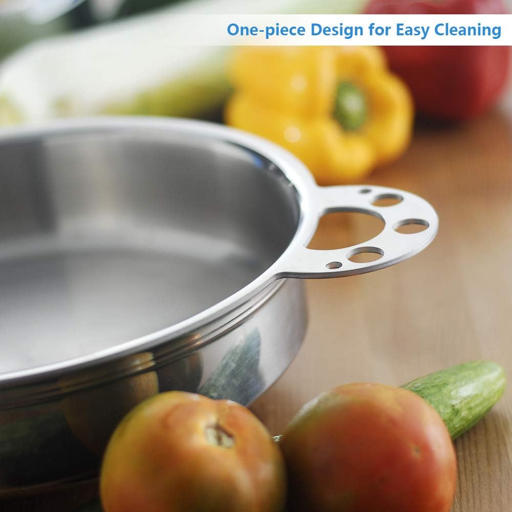 Buffalo Stainlees Steel Stock Pot (10 inch) - Large Soup Pot for Cooking with Lid, Heat-Proof Double Handles for Induction/Electric/Gas Stoves - Dishwasher Safe Cookware