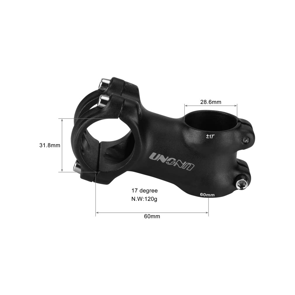 BESNIN 17 Gradi Attacco Manubrio 31,8 x 60/70/90/110/130mm Attacco Manubrio MTB Riser Extender Lega di Alluminio Stelo Bicicletta per Bici da Corsa, Mountain Bike, BMX, Ciclismo