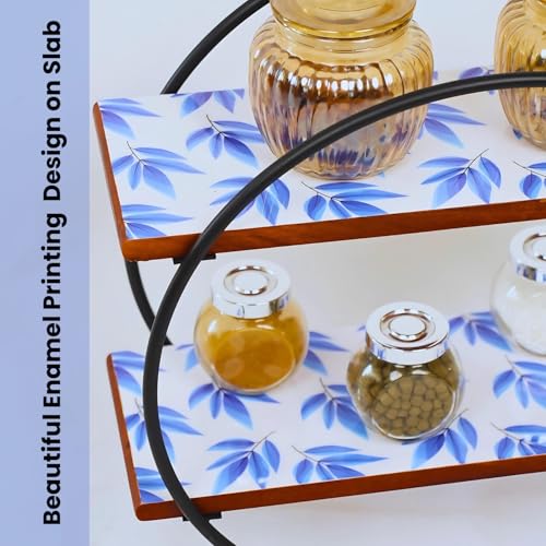 Image of Premium Bluedoodle Wooden Kitchen Organizer /Countertop Kitchen Storage Rack /Spice Rack /Shelf /Wooden Organizer /Living Room Organizer,Big(40.6 L x 37 W x 17.5 H Cm)