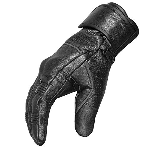 Men's Motorcycle Premium Leather Gel Padded Palm Street Cruiser Protected Biker Gloves L #TOP2