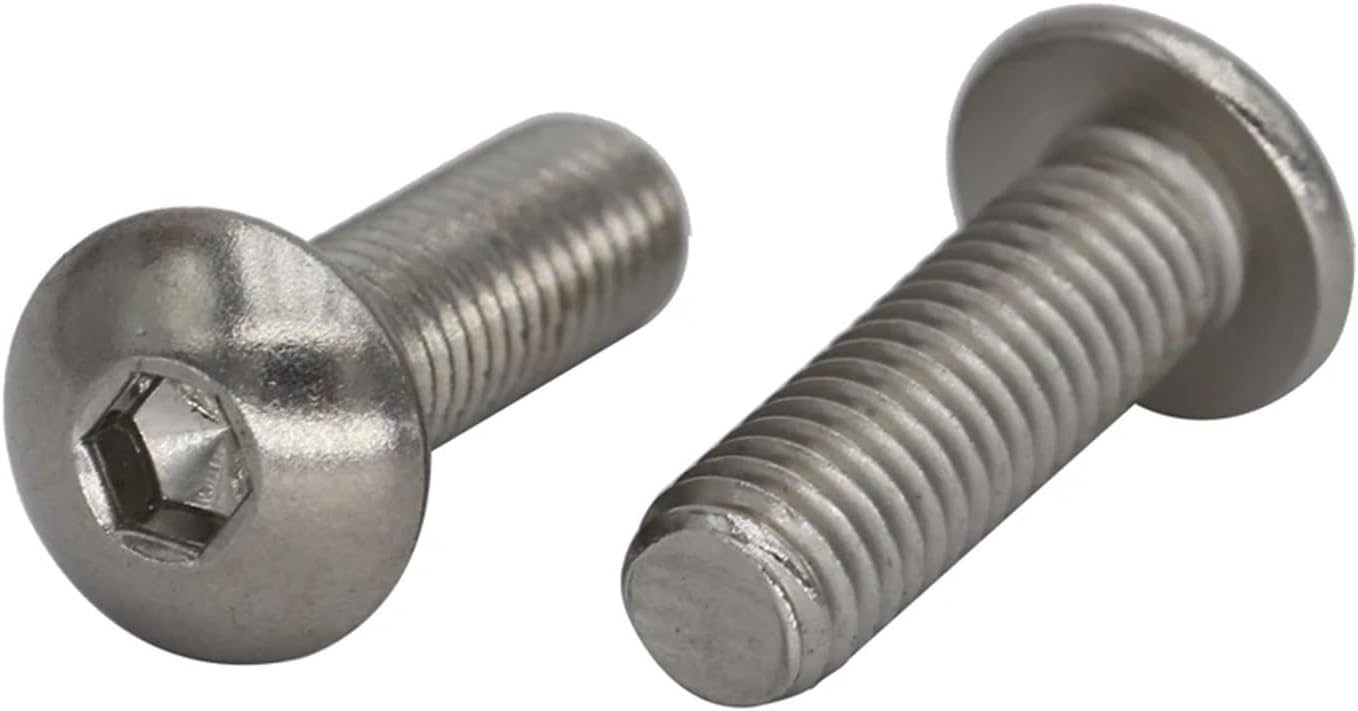 CREAP 15-40pcs M5 M5*10 M5x10 M5*12 M5x12 M5*14 M5x14 304 316 Stainless Steel ss DIN7380 Mushroom Round Hex Hexagon Socket Button Head Screw(40Pcs 304ss M5x10)