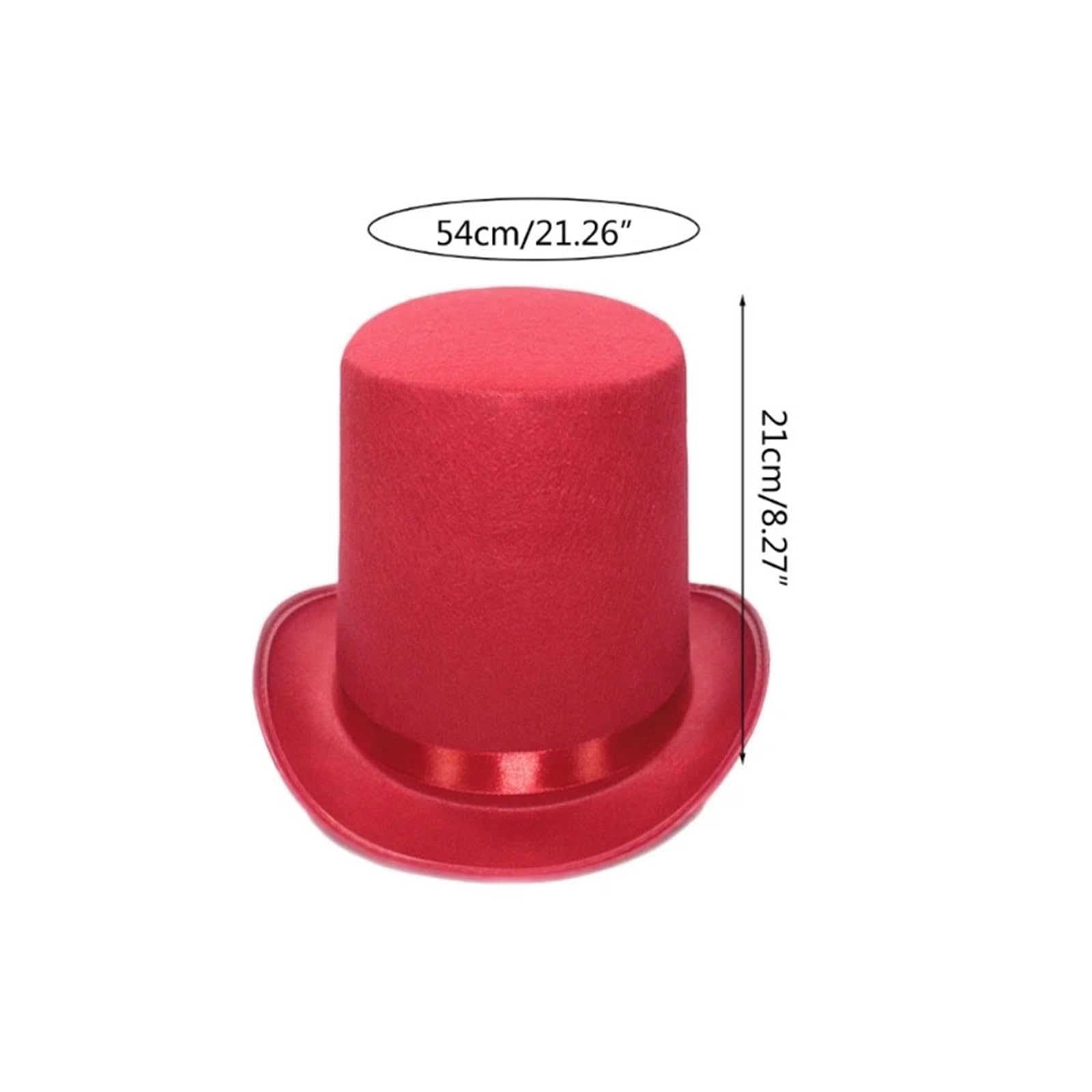 Cappello a Cilindro Cappello a Cilindro da Mago Cappello a Cilindro Nero Cappello da Mago eseguito Spettacoli teatrali Cappello a Bombetta Costume in Maschera(Red)