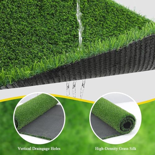 MOMENT 30MM Realistic Artificial Grass Rug Indoor Outdoor, Dog Grass Mat with Drainage Holes and Replacement Artificial Grass Turf, Fake Grass for Garden Lawn Landscape Balcony Decoration[100*100CM]