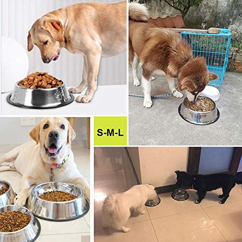 Fressnapf Hunde,Edelstahl Hundenapf,2 Stück Futternapf für Hunde, Hundenapf Metall Kleine 350 ml mit Rutschfesten Gummi Haustier Trinknapf Hundenäpfe,Welpennapf,Futternapf und Wassernapf