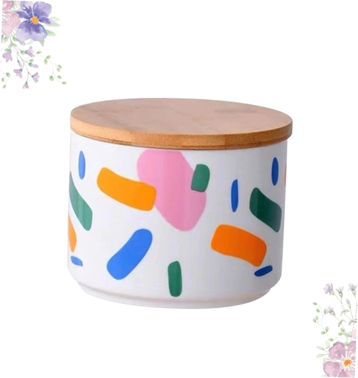 BESPORTBLE Ceramic Tea Jar and Food Storage Container with Airtight Wooden Lid, 750ml Sealed Canister for Coffee Beans, Dried Fruit, and Snacks, Kitchen Pantry Organizer