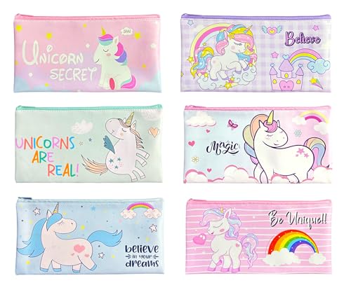 Image of Jiada Unicorn Theme Pencil Pouches | Pack of 6 | Birthday Return Gifts for Kids
