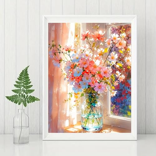 GMETINC Diamond Painting Kits for Adults, Flower DIY 5D Diamond Art Kits Full Drill Diamond Dots Paintings with Diamonds Gem Art and Crafts Home Decor 12x16inch by GMETNIC - Image 2
