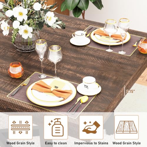 Image of 71 inch Farmhouse Dining Table for 4-8 People,Industrial Kitchen Table,Brown