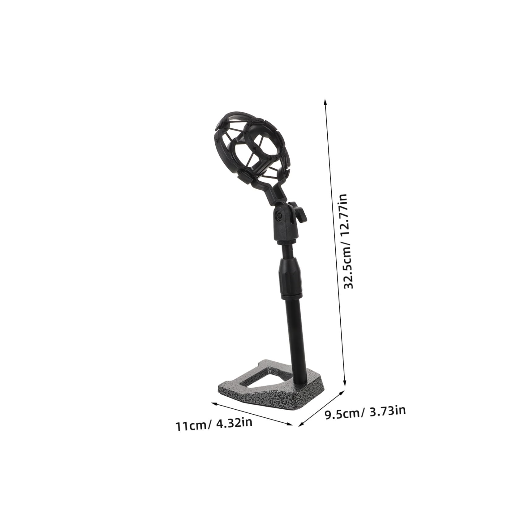 Supporto Microfono da Tavolo Nero in Metallo Base Zavorrata | Altezza Regolabile, Clip Antivibrazione in Plastica, Design Compatto e Portatile per Streaming e Produzione Musicale