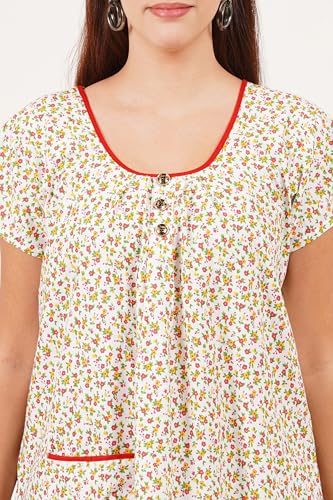 Image of Breezly Woman's Long Short Calf Length Pure Cotton Nighty